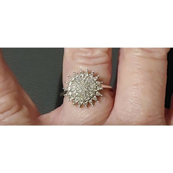 NEW~Gorgeous 1/2 Carat Genuine Diamond Sunburst Cocktail Ring Sz 8 - Picture 5 of 9